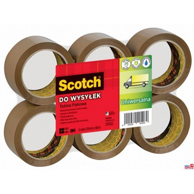 Taśma pakowa do wysyłek SCOTCH HOT-MELT (371), UNIWERSALNA, kauczukowa, 50mm, 66m, brązowa XX004803811