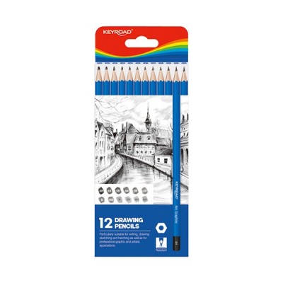 Zestaw ołówków do szkicowania KEYROAD, 8,8 x 21,4 x 0,9 cm, 12 sztuk, zawieszka